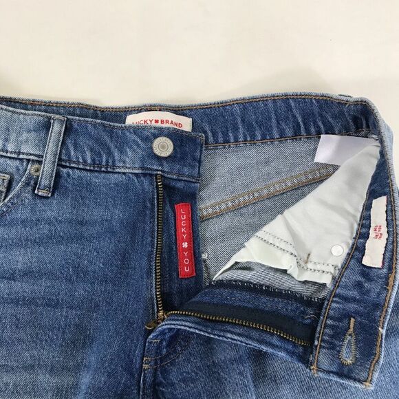 Lucky Brand 90s Midi Short Women's Size 2/26 Stretch Denim Raw Hem High Rise - Picture 3 of 10